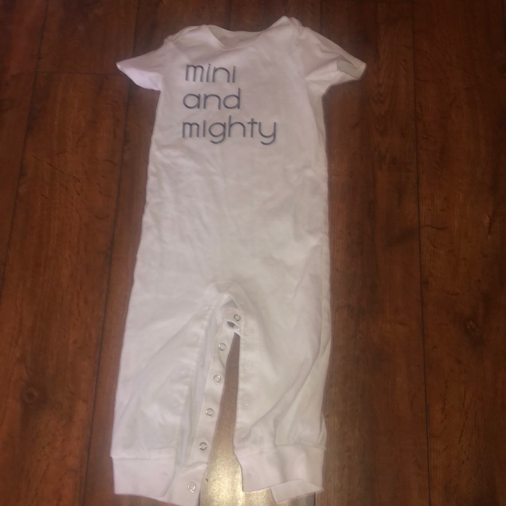 Mini and mighty one piece short sleeve outfit